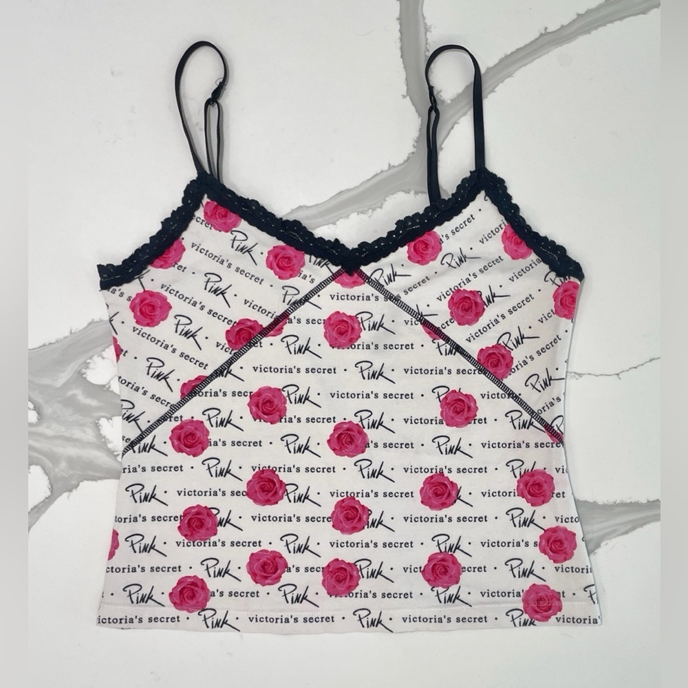 Y2K Vintage PINK Victoria’s Secret Rose Babydoll Cami Tank Top size Medium